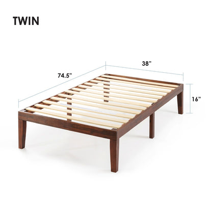 Cadre de lit plateforme en bois massif classique de 40 cm (16 pouces) disponible en plusieurs finitions