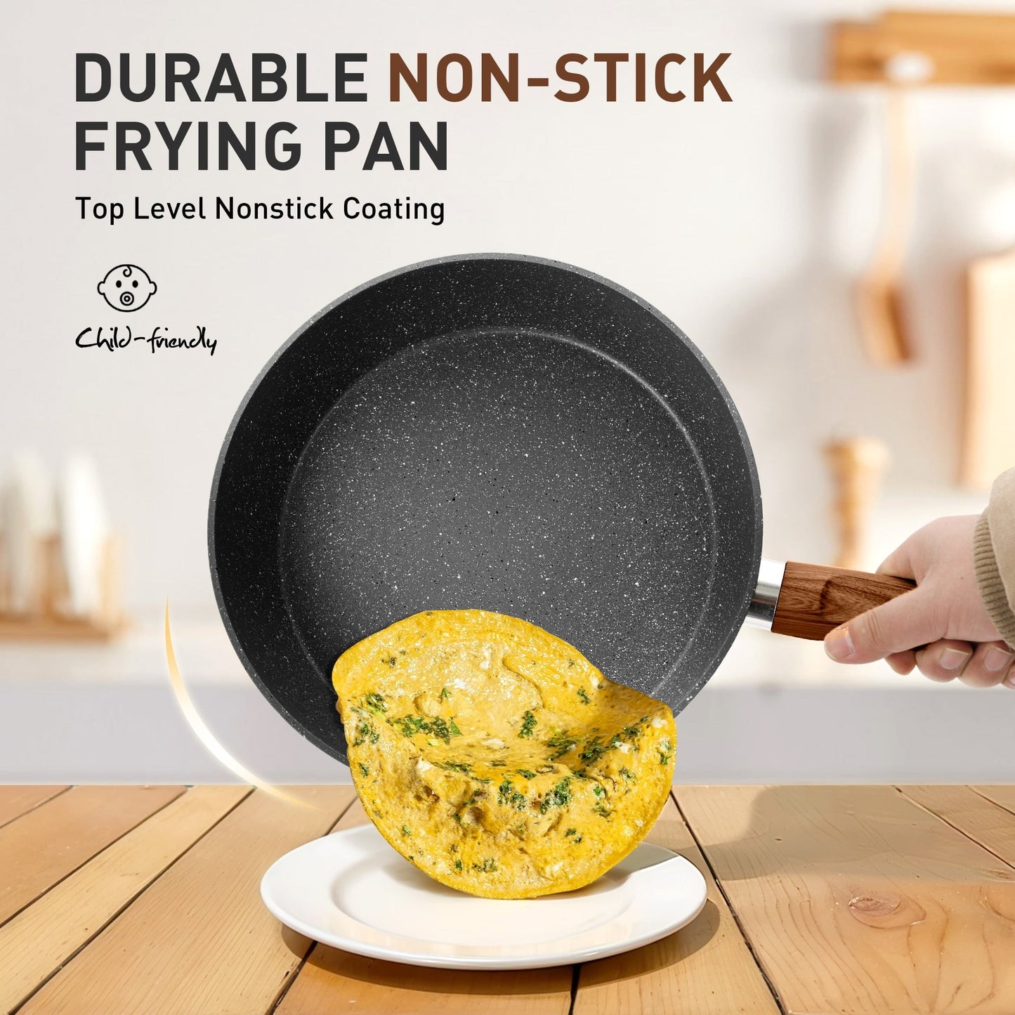 Ensemble de cuisine 17 pièces en granit, ensemble de casseroles et poêles antiadhésives.