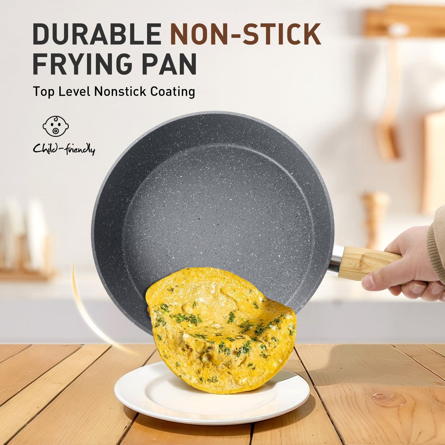 Ensemble de cuisine 17 pièces en granit, ensemble de casseroles et poêles antiadhésives.