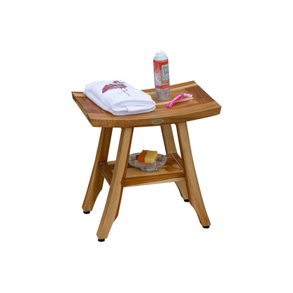EcoDecors, Banc, Tabouret de douche, Assise de douche, Chaise de douche pour douche intérieure, Petit banc, Banc de douche en teck, Repose-pieds de douche