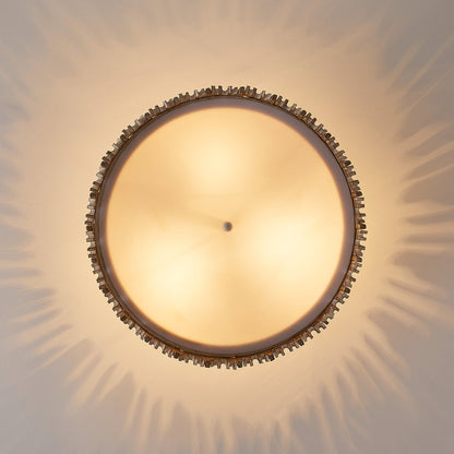 Suspension à 3 lumières en bois blanc vieilli, style tambour, à fixer au plafond