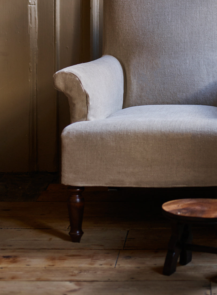 Fauteuil Wilford, motif taupe à rayures Heritage