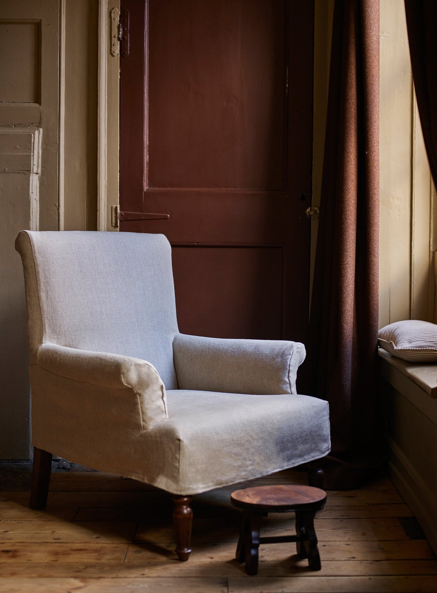 Fauteuil Wilford, rayures ocres Heritage