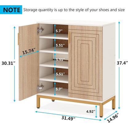 Meuble à chaussures moderne avec portes, pouvant contenir 20 paires, organiseur de chaussures d'entrée indépendant à 6 niveaux.