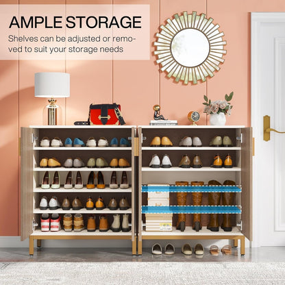 Meuble à chaussures moderne avec portes, pouvant contenir 20 paires, organiseur de chaussures d'entrée indépendant à 6 niveaux.