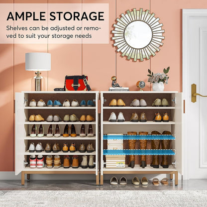 Meuble à chaussures moderne avec portes, pouvant contenir 20 paires, organiseur de chaussures d'entrée indépendant à 6 niveaux.