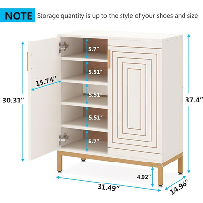 Meuble à chaussures moderne avec portes, pouvant contenir 20 paires, organiseur de chaussures d'entrée indépendant à 6 niveaux.