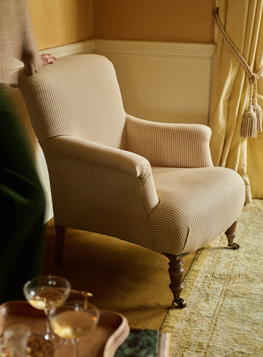 Fauteuil Finley, rayures ocres Heritage
