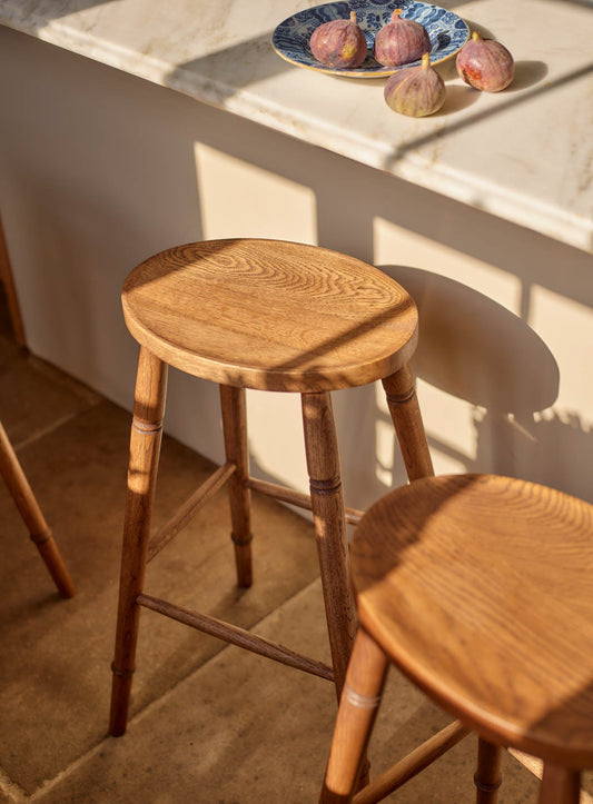 Tabouret de bar ovale en chêne