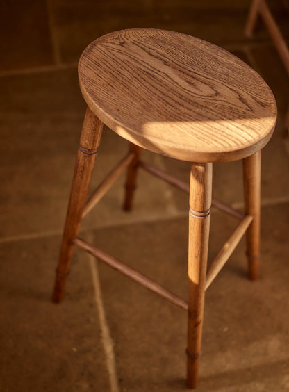 Tabouret de bar ovale en chêne