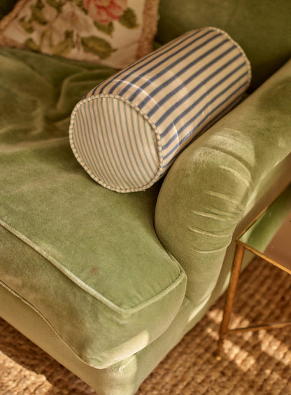 Coussin traversin, rayures bleues