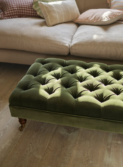 Repose-pieds Elbert, velours olive foncé