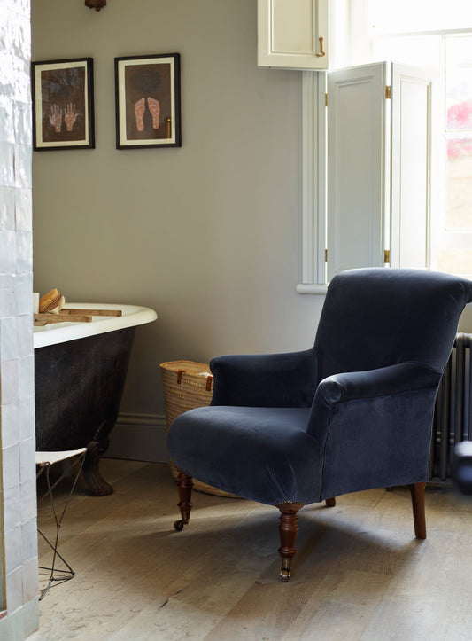 Fauteuil Finley, velours gris ardoise