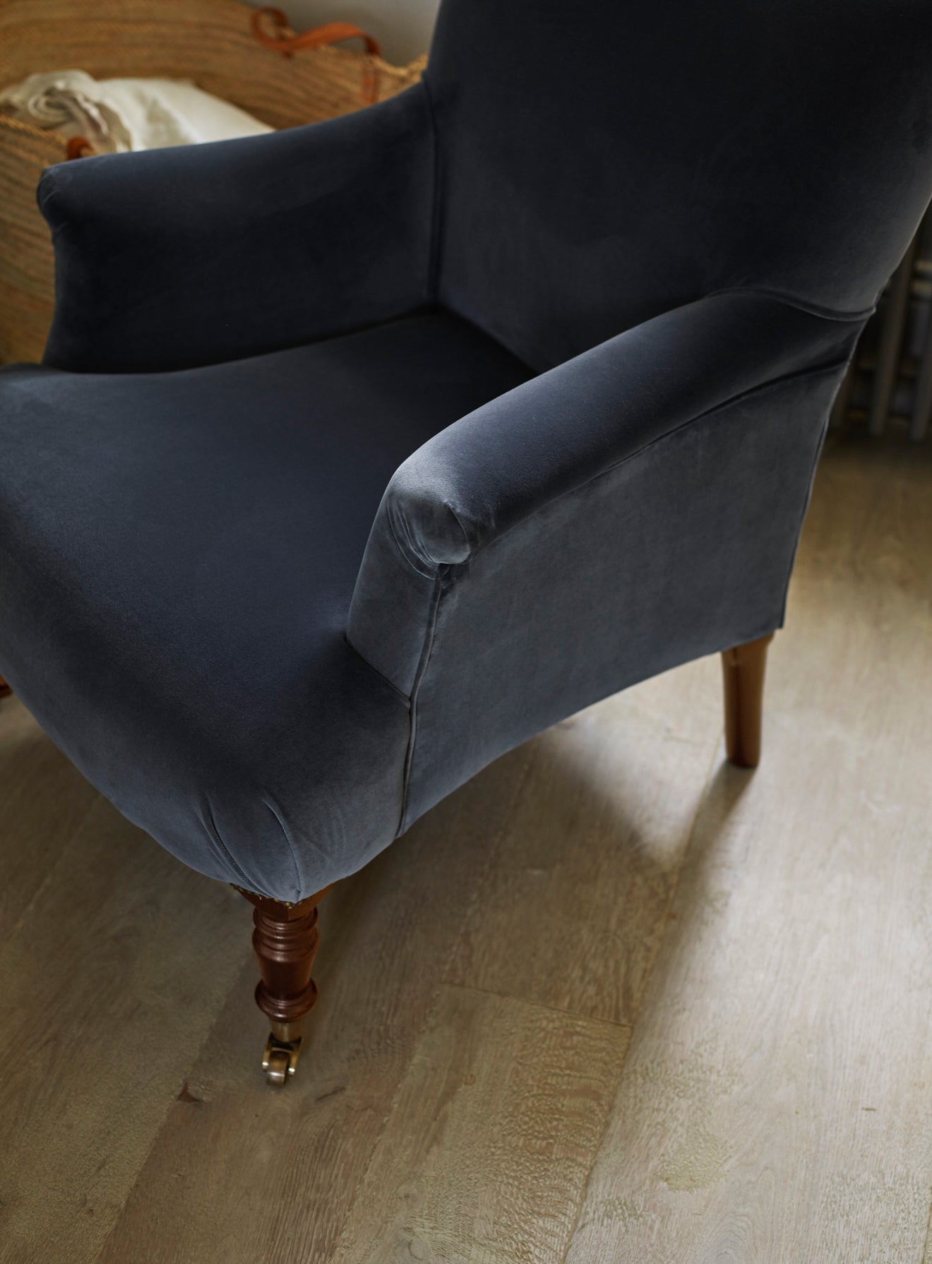 Fauteuil Finley, velours gris ardoise