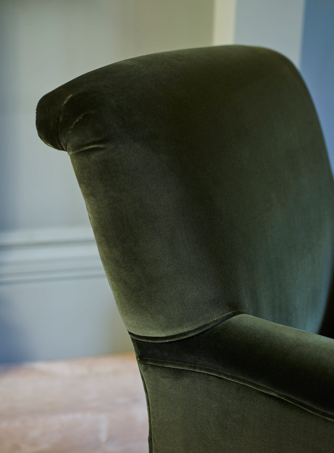 Fauteuil Finley, velours olive foncé