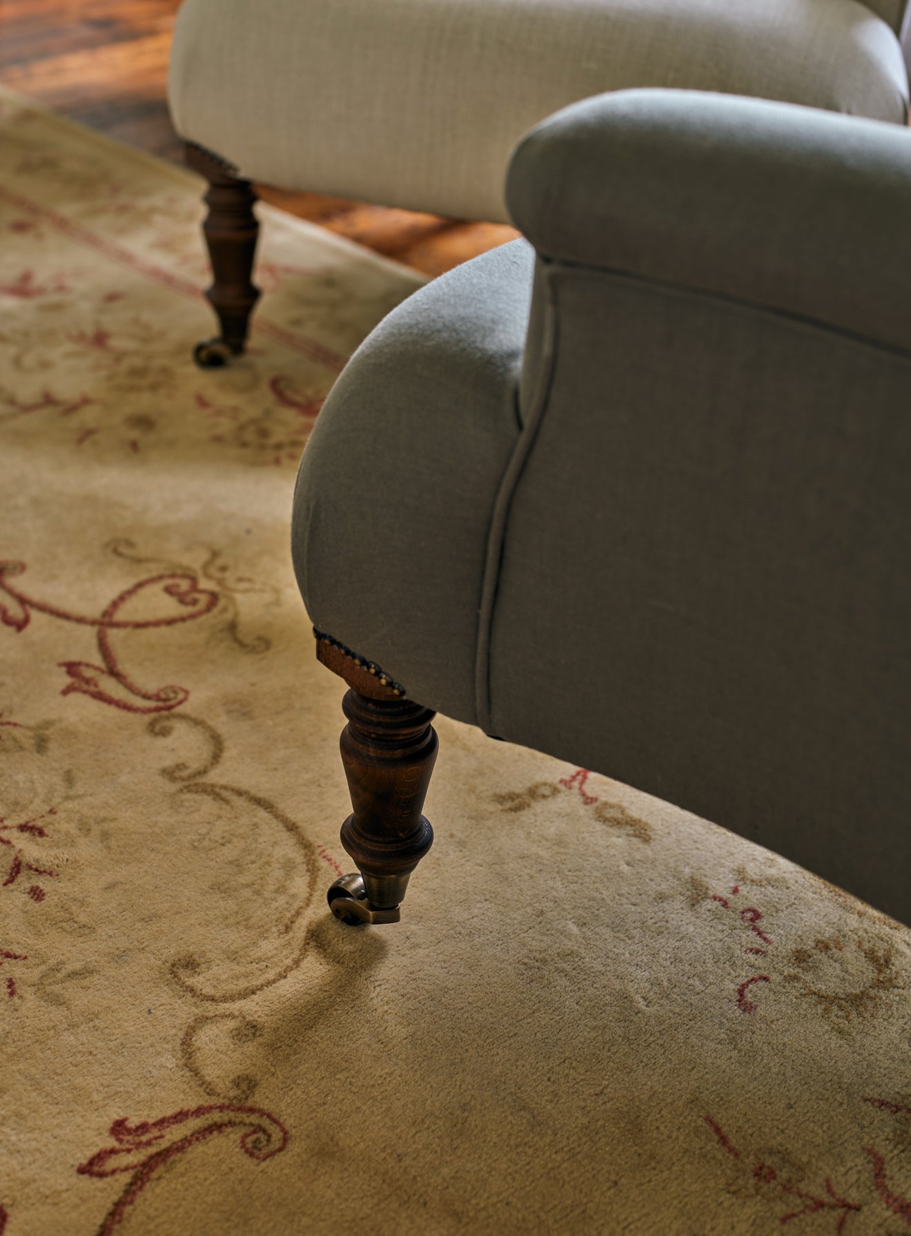 Fauteuil Finley, motif taupe à rayures Heritage