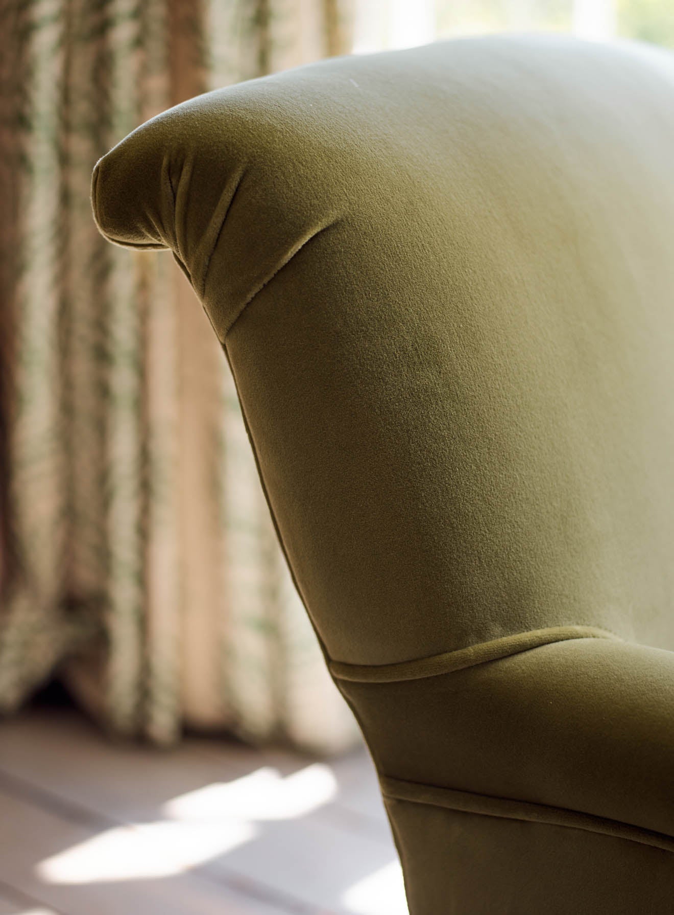 Fauteuil Finley, velours sauge