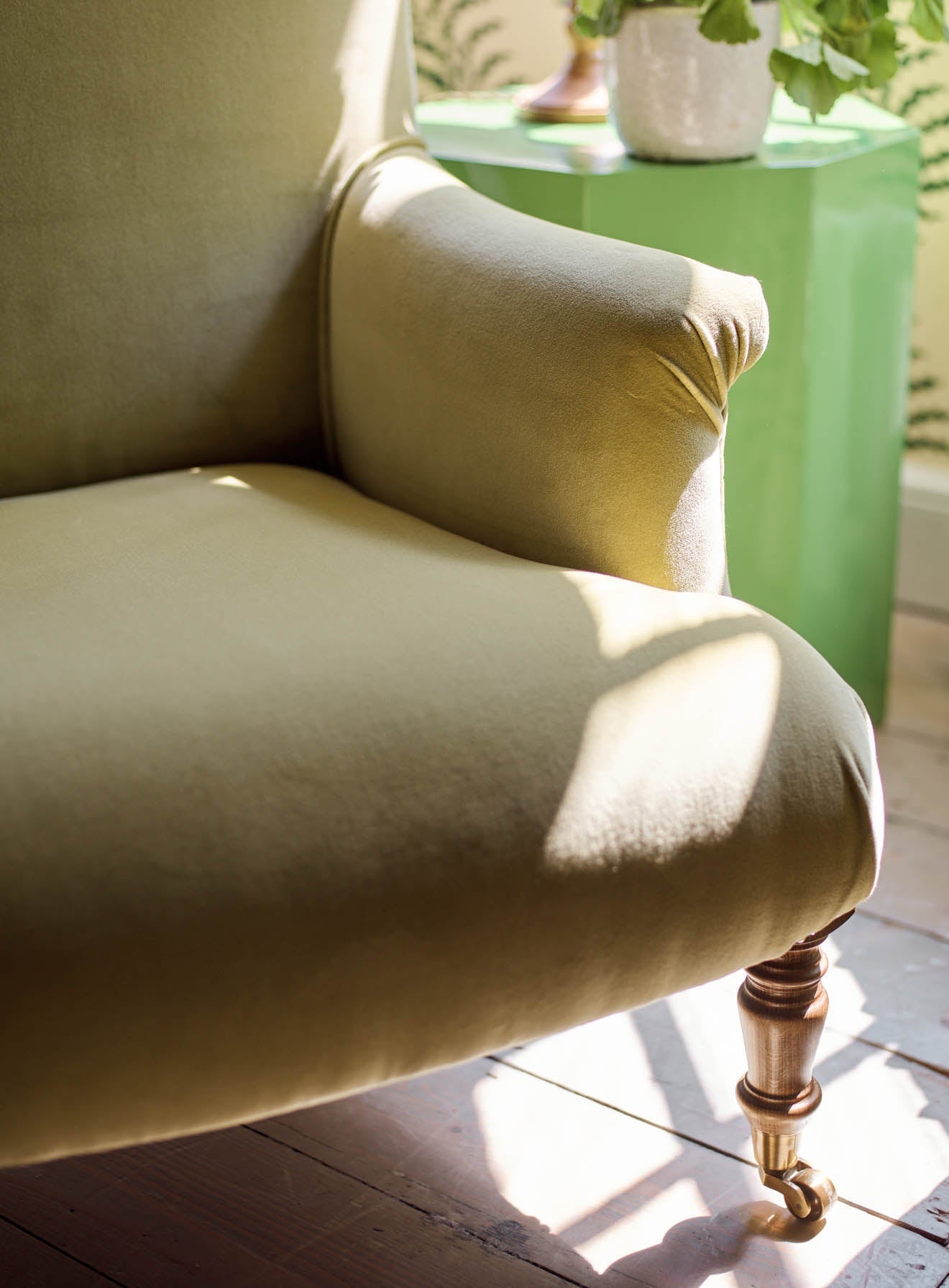 Fauteuil Finley, velours sauge