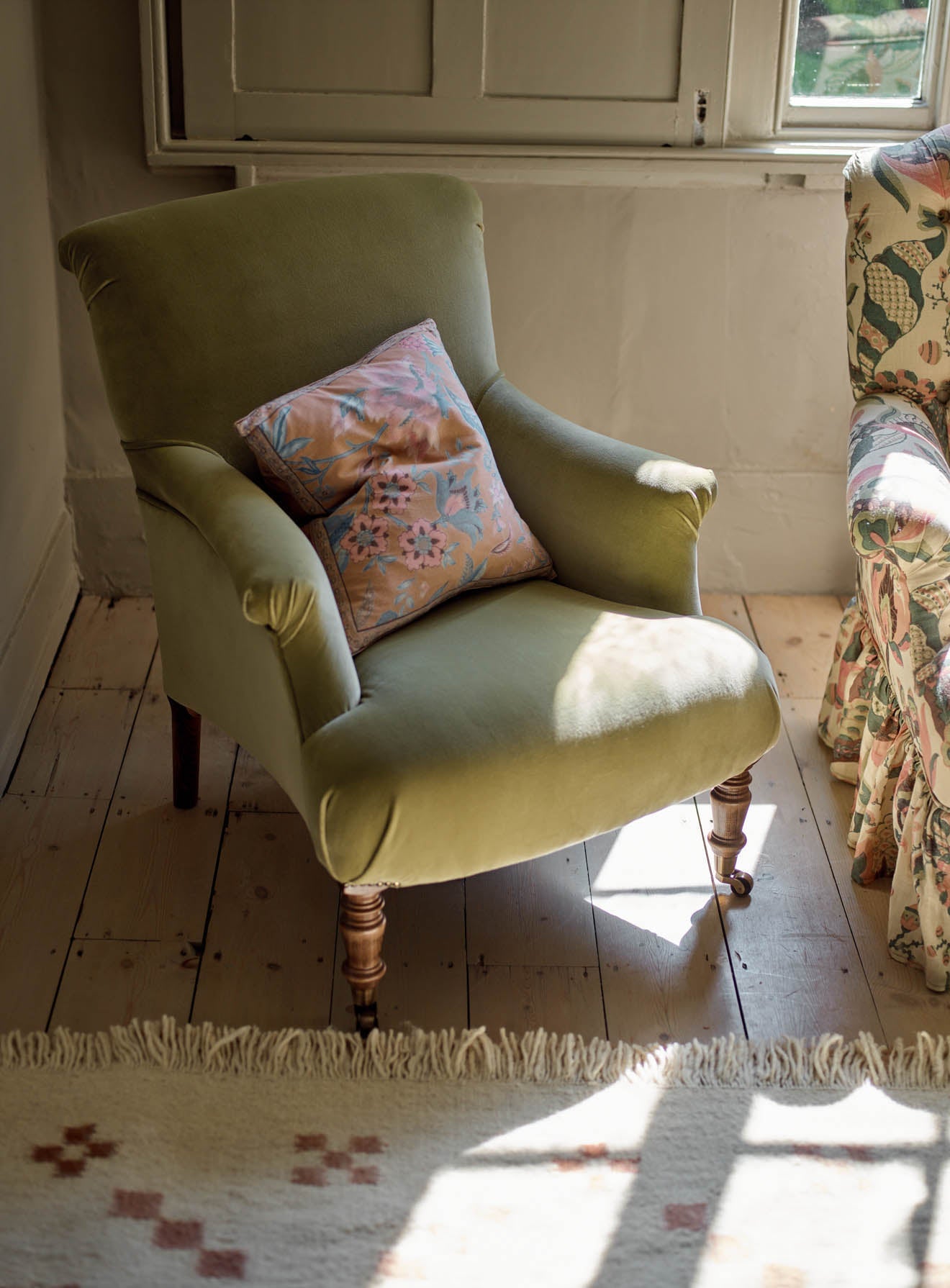 Fauteuil Finley, velours sauge