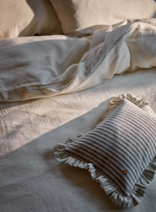 Coussin en lin à rayures