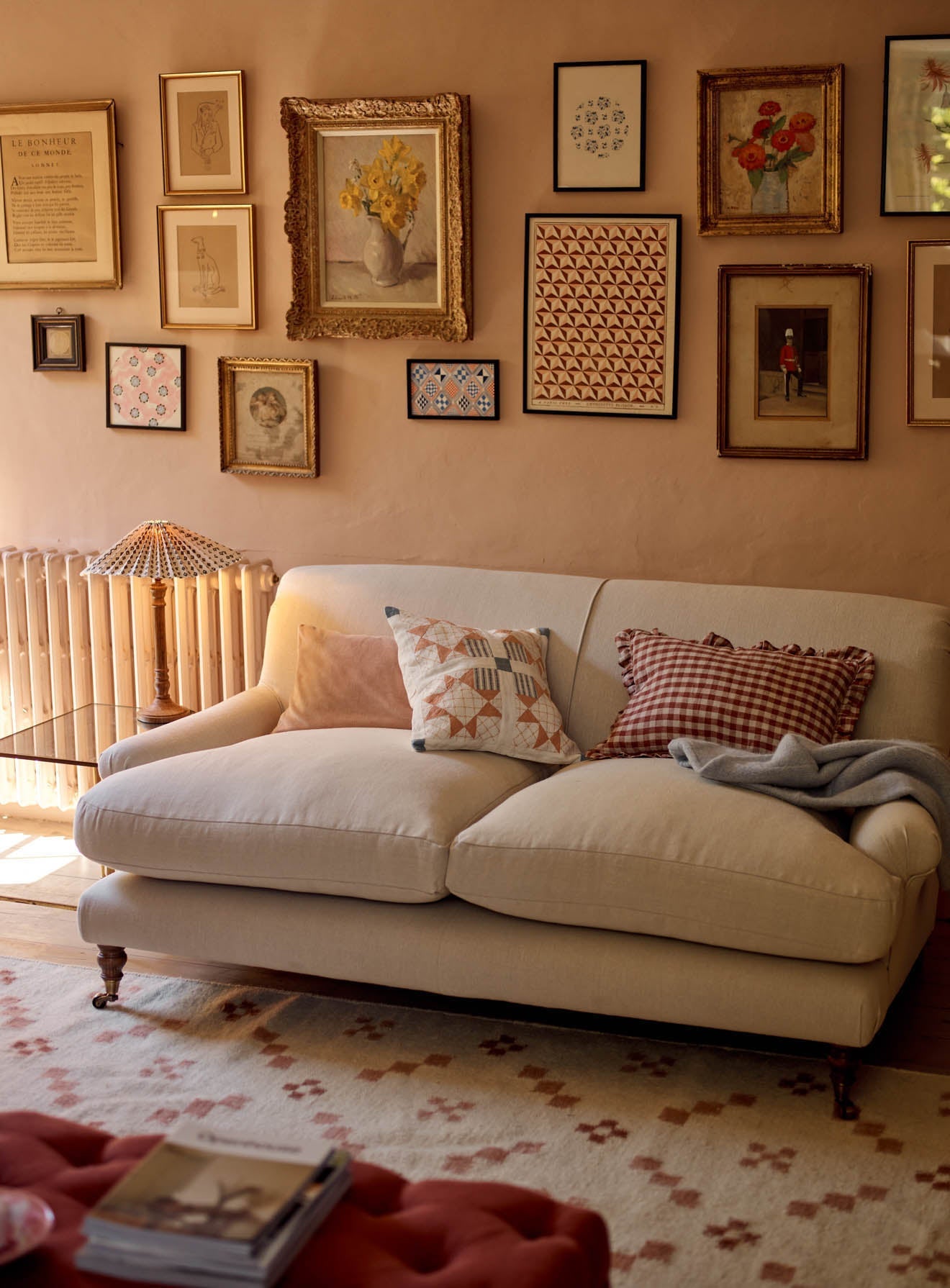 Coussin patchwork en lin, blanc chaud