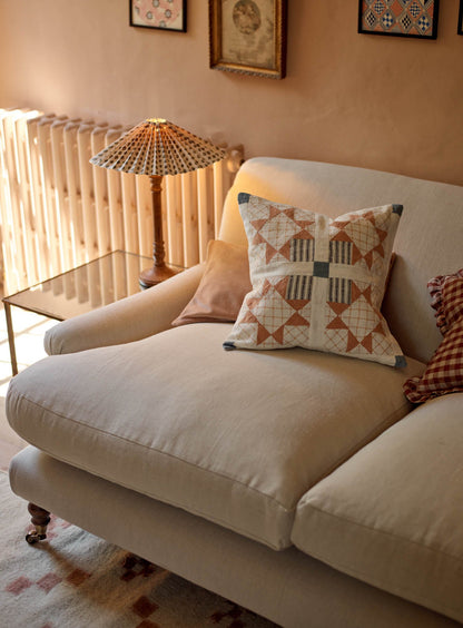 Coussin patchwork en lin, blanc chaud