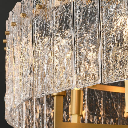 Luminaire suspendu à 6 lumières, style moderne, doré, en forme de tambour, avec cristaux, abat-jour en verre dépoli, pour salle à manger, cuisine, îlot central, 65 cm (26 po)