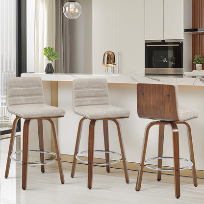 Tabourets de bar/hauts-sièges pivotants en simili cuir 26/29, lot de 2/3