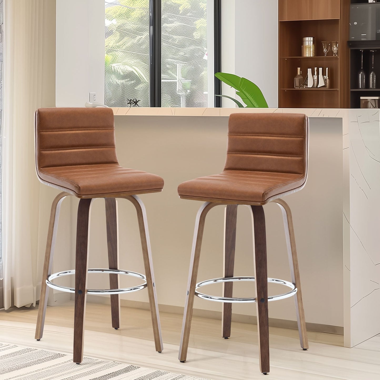 Tabourets de bar/hauts-sièges pivotants en simili cuir 26/29, lot de 2/3