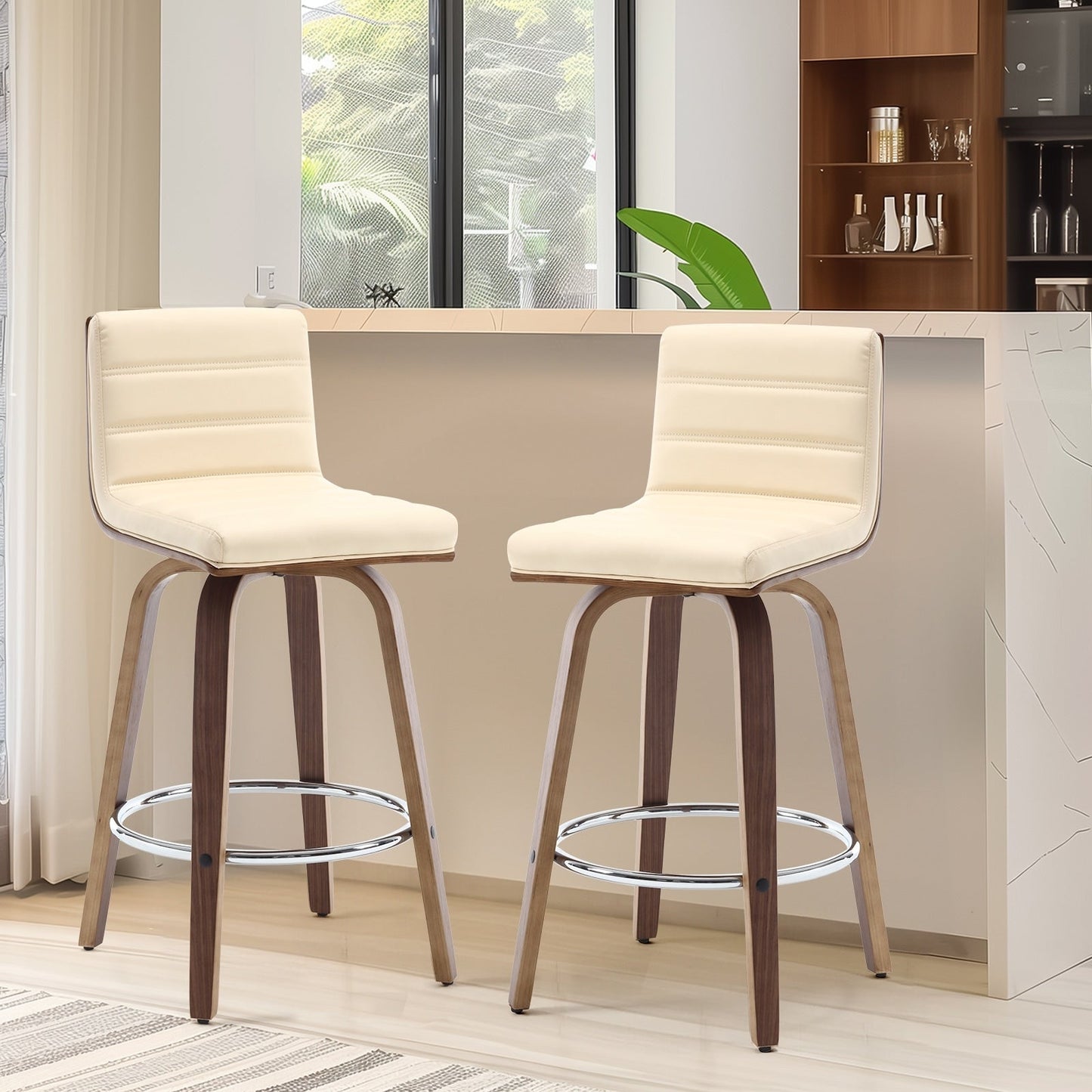 Tabourets de bar/hauts-sièges pivotants en simili cuir 26/29, lot de 2/3