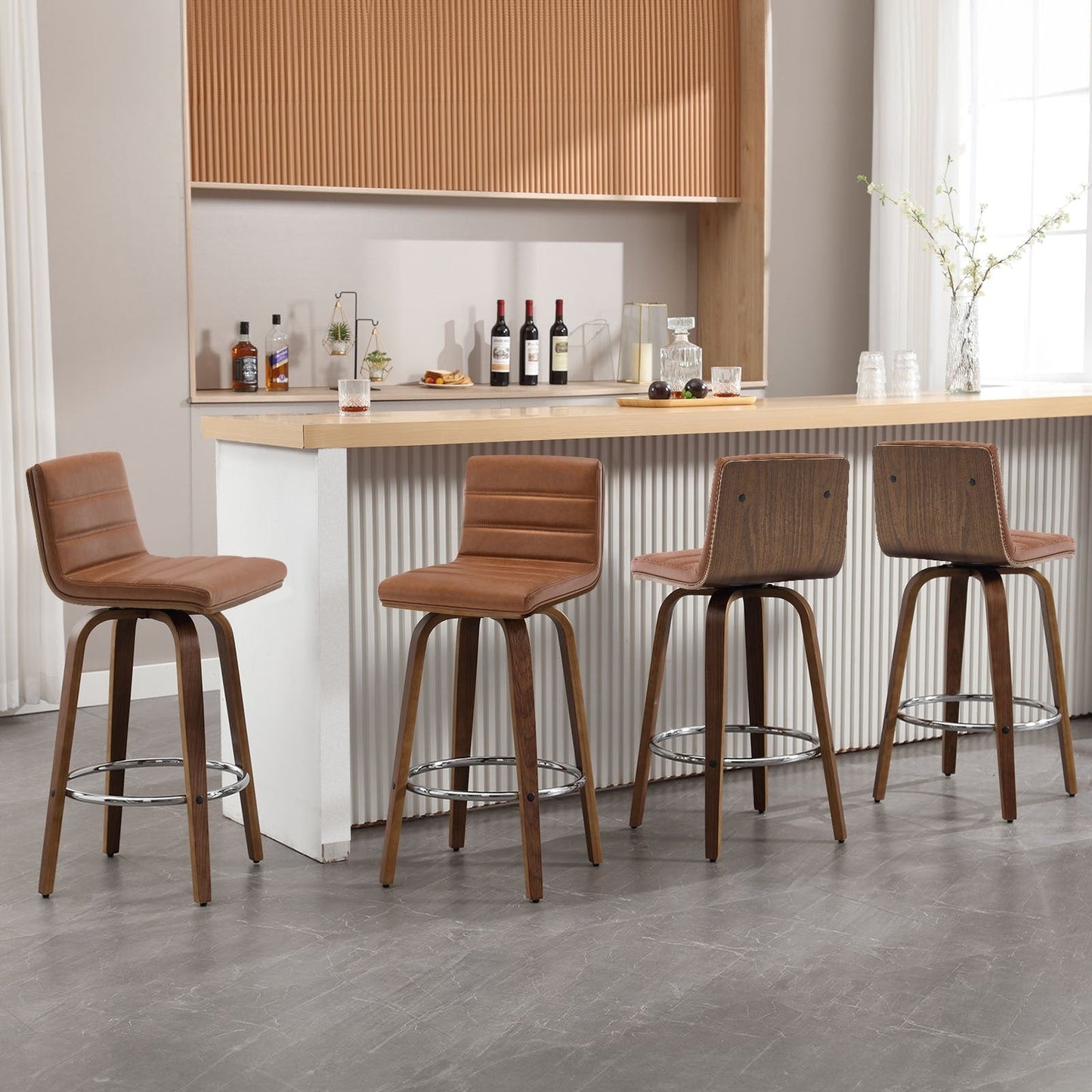 Tabourets de bar/hauts-sièges pivotants en simili cuir 26/29, lot de 2/3