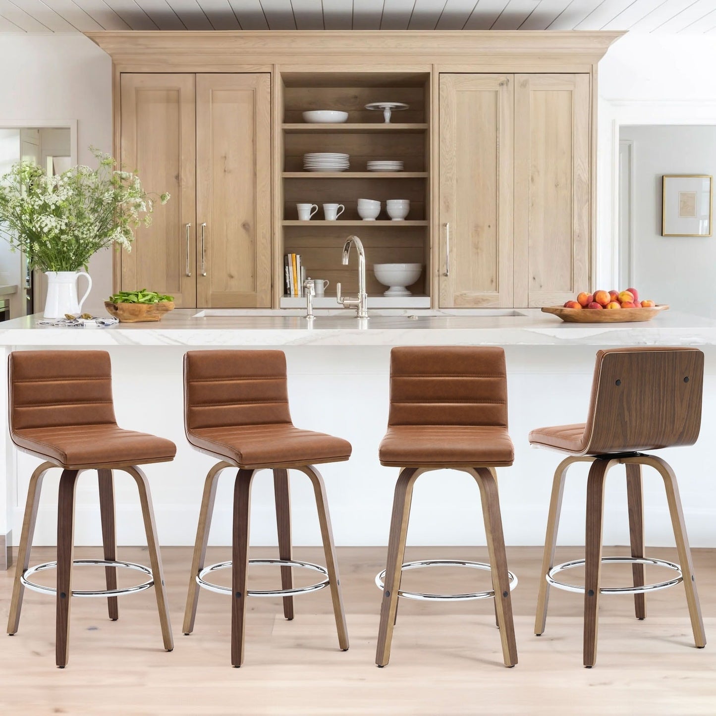 Tabourets de bar/hauts-sièges pivotants en simili cuir 26/29, lot de 2/3