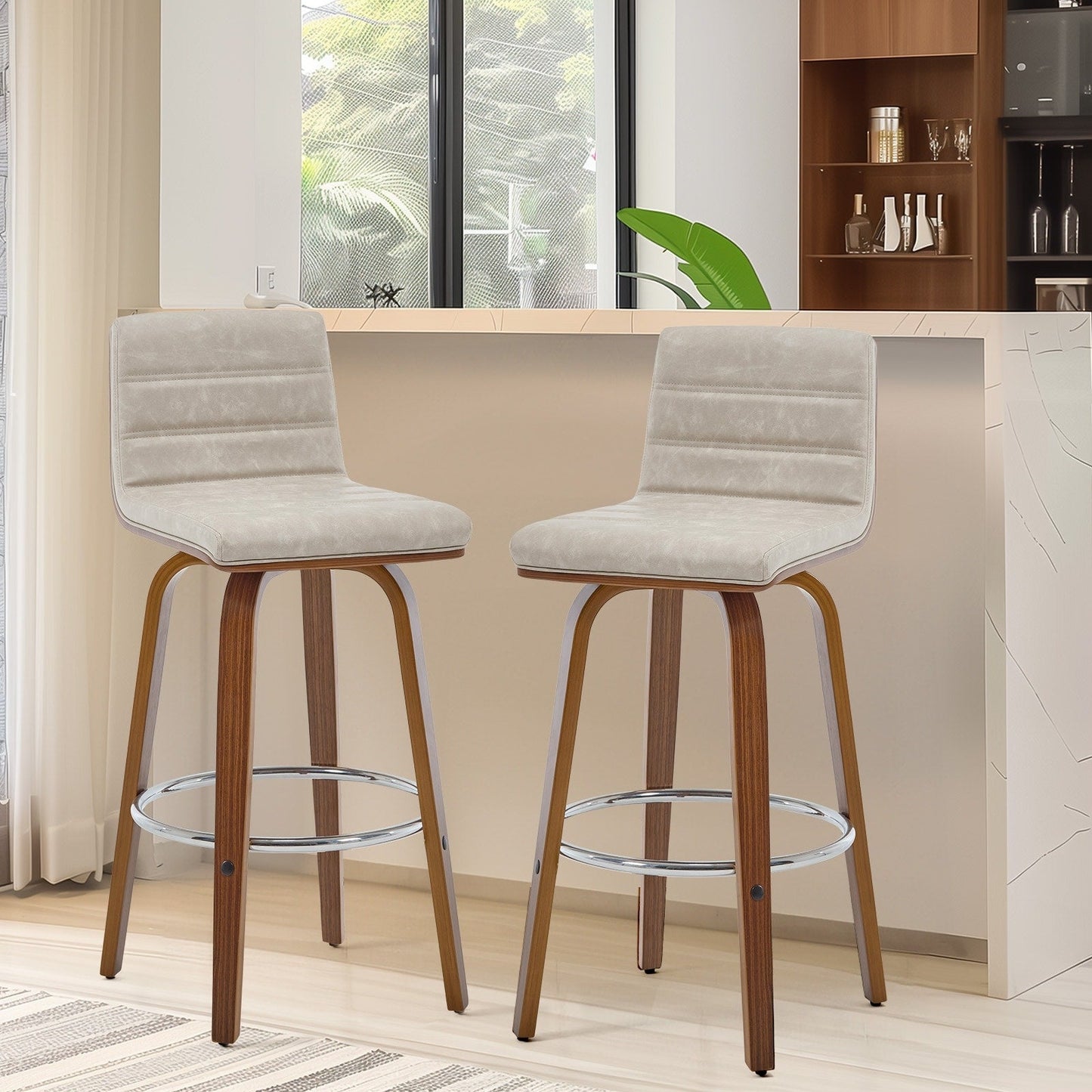 Tabourets de bar/hauts-sièges pivotants en simili cuir 26/29, lot de 2/3