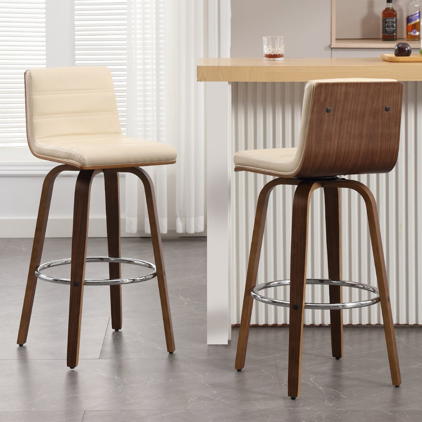 Tabourets de bar/hauts-sièges pivotants en simili cuir 26/29, lot de 2/3