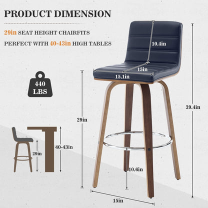 Tabourets de bar/hauts-sièges pivotants en simili cuir 26/29, lot de 2/3