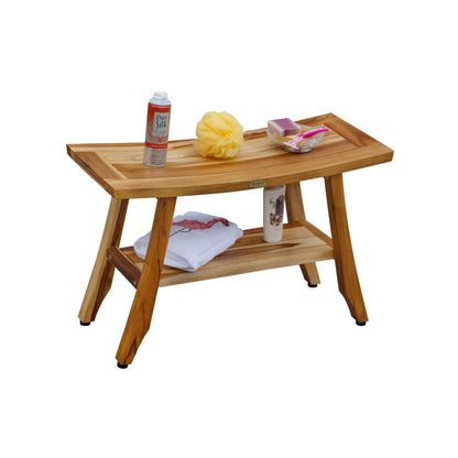 EcoDecors Banc de douche en teck de 71 cm, banc en bois, banc de salle de bain, banc en teck pour salle de bain, tabouret de douche en teck, siège de douche en teck