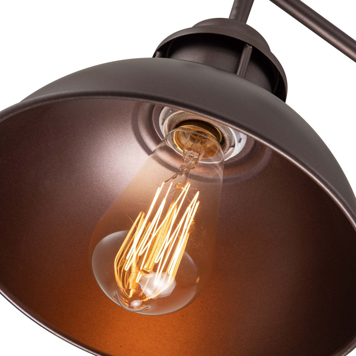Suspension à 3 lumières à dôme de style industriel et rustique, en métal, pour îlot de cuisine, finition bronze huilé.