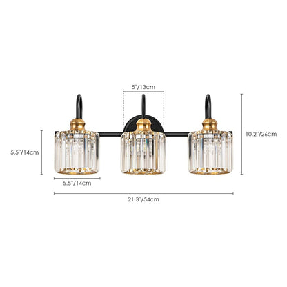 Éclairage de salle de bain moderne et élégant à 3/4 lumières, linéaire, à intensité variable, avec cristaux, à placer au-dessus du miroir.