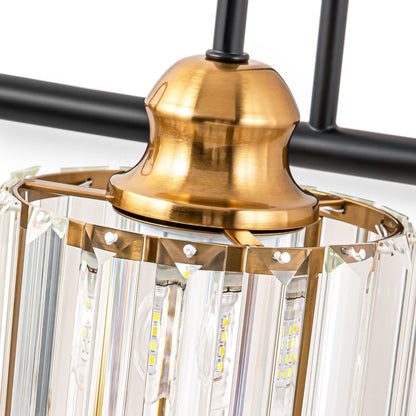 Éclairage de salle de bain moderne et élégant à 3/4 lumières, linéaire, à intensité variable, avec cristaux, à placer au-dessus du miroir.