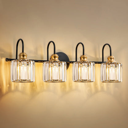 Éclairage de salle de bain moderne et élégant à 3/4 lumières, linéaire, à intensité variable, avec cristaux, à placer au-dessus du miroir.