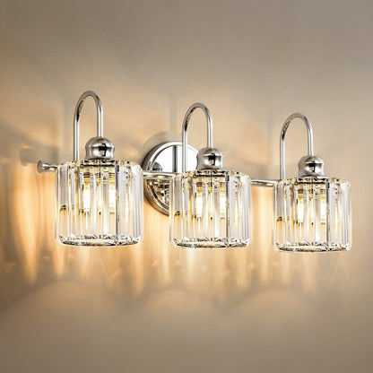 Éclairage de salle de bain moderne et élégant à 3/4 lumières, linéaire, à intensité variable, avec cristaux, à placer au-dessus du miroir.
