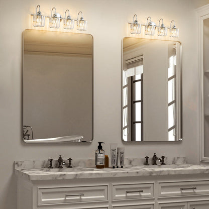 Éclairage de salle de bain moderne et élégant à 3/4 lumières, linéaire, à intensité variable, avec cristaux, à placer au-dessus du miroir.