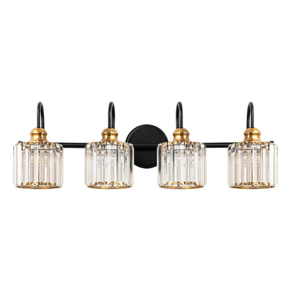 Éclairage de salle de bain moderne et élégant à 3/4 lumières, linéaire, à intensité variable, avec cristaux, à placer au-dessus du miroir.