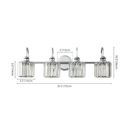 Éclairage de salle de bain moderne et élégant à 3/4 lumières, linéaire, à intensité variable, avec cristaux, à placer au-dessus du miroir.