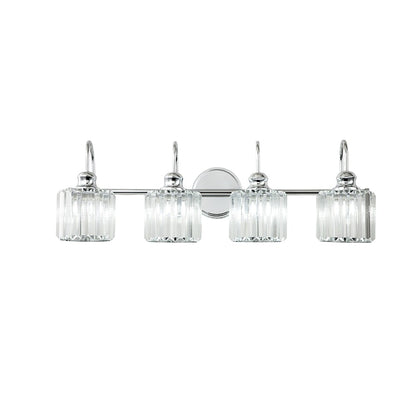 Éclairage de salle de bain moderne et élégant à 3/4 lumières, linéaire, à intensité variable, avec cristaux, à placer au-dessus du miroir.
