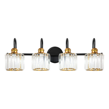 Éclairage de salle de bain moderne et élégant à 3/4 lumières, linéaire, à intensité variable, avec cristaux, à placer au-dessus du miroir.