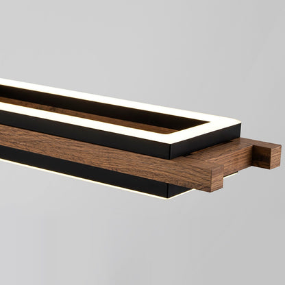 Suspension à LED intégrée linéaire en bois à 3/5 lumières pour îlot de cuisine