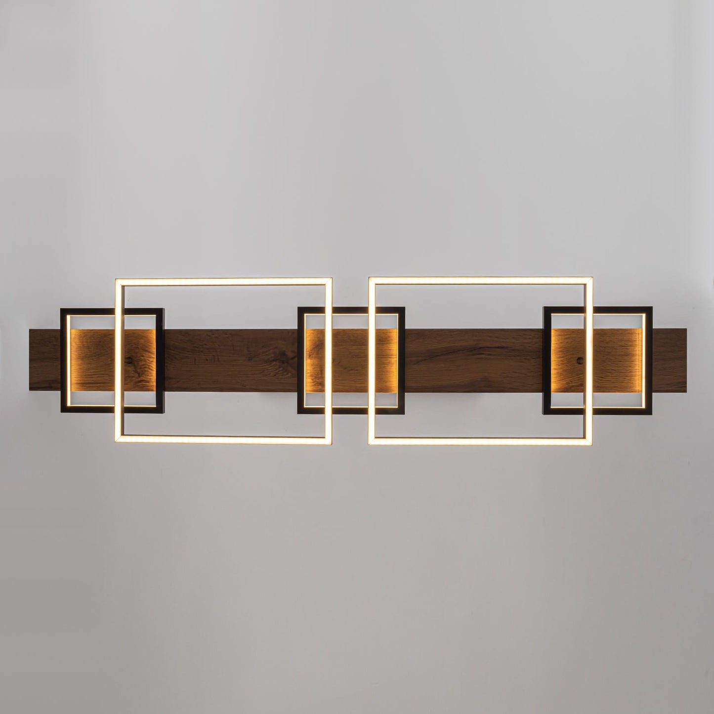 Suspension à LED intégrée linéaire en bois à 3/5 lumières pour îlot de cuisine