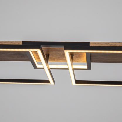 Suspension à LED intégrée linéaire en bois à 3/5 lumières pour îlot de cuisine