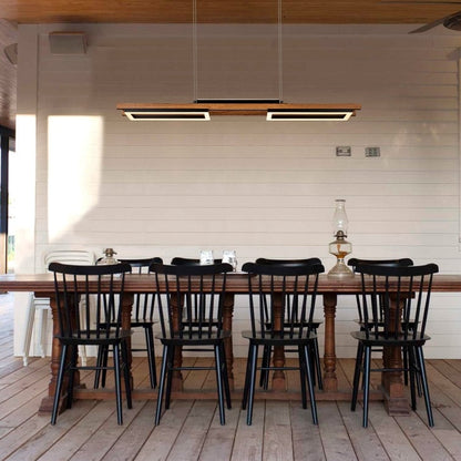 Suspension à LED intégrée linéaire en bois à 3/5 lumières pour îlot de cuisine
